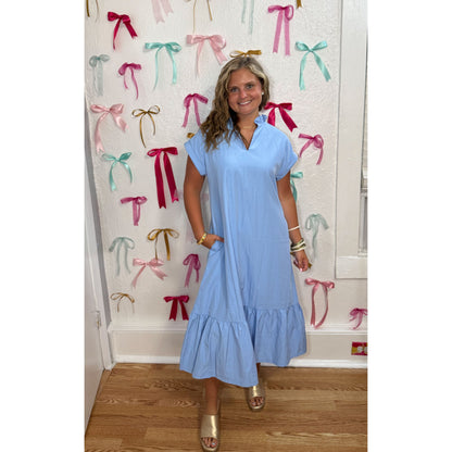 Belle Midi Dress, Sky Blue