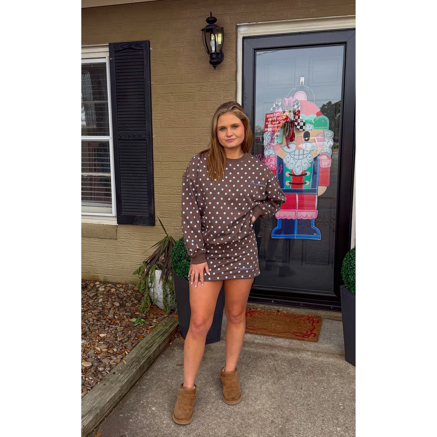 Trust the Process Polka Dot Lounge Set, Blue/Brown