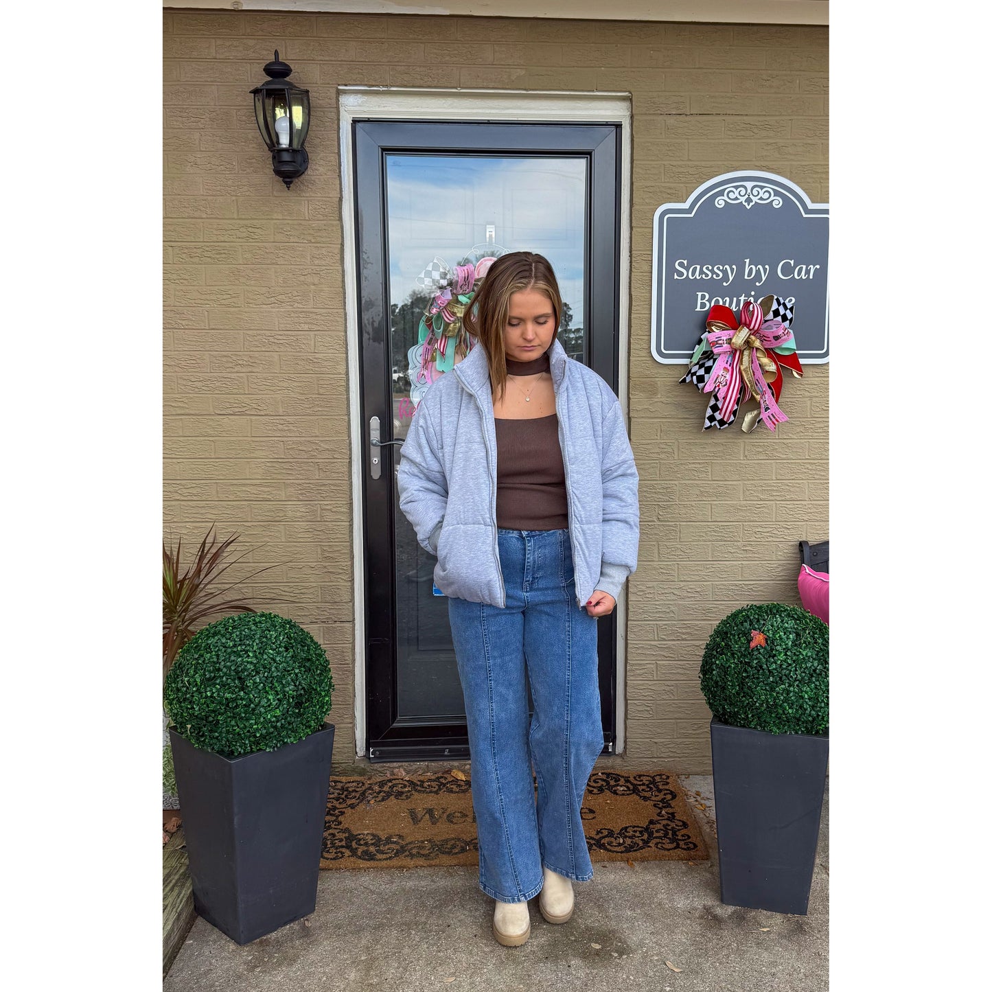 Heather Gray Puffer Jacket