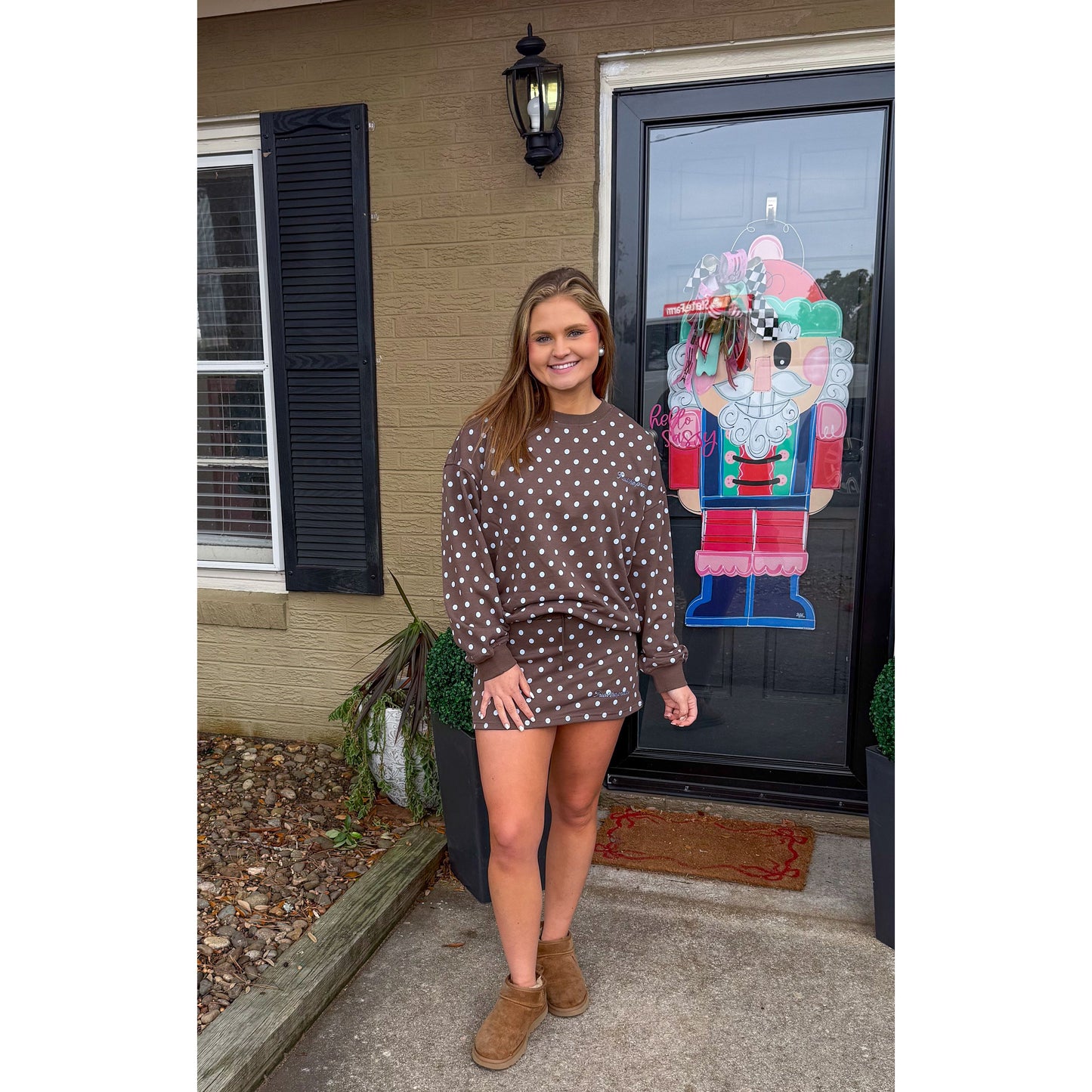 Trust the Process Polka Dot Lounge Set, Blue/Brown