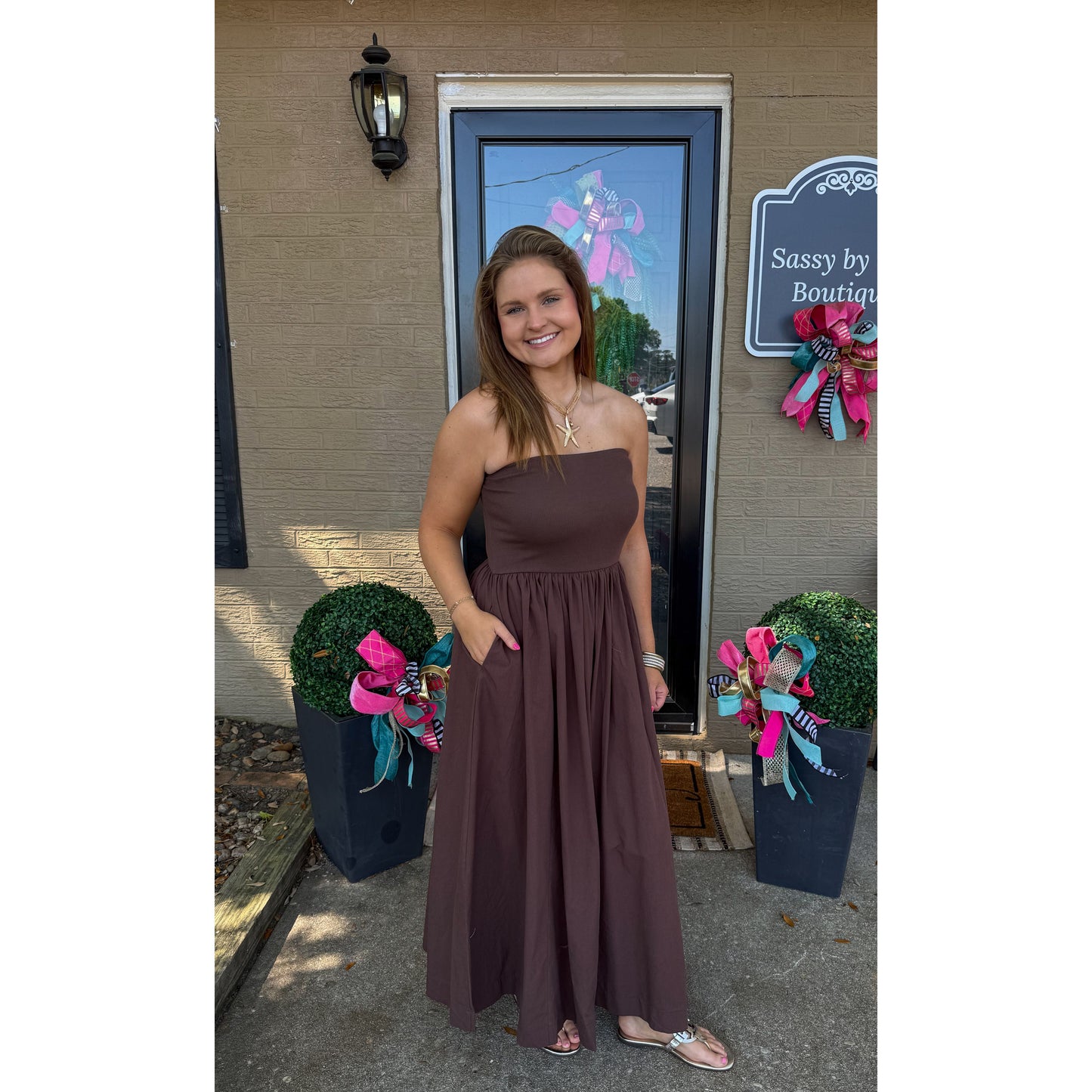 Soph Tube Dress, Chocolate Brown