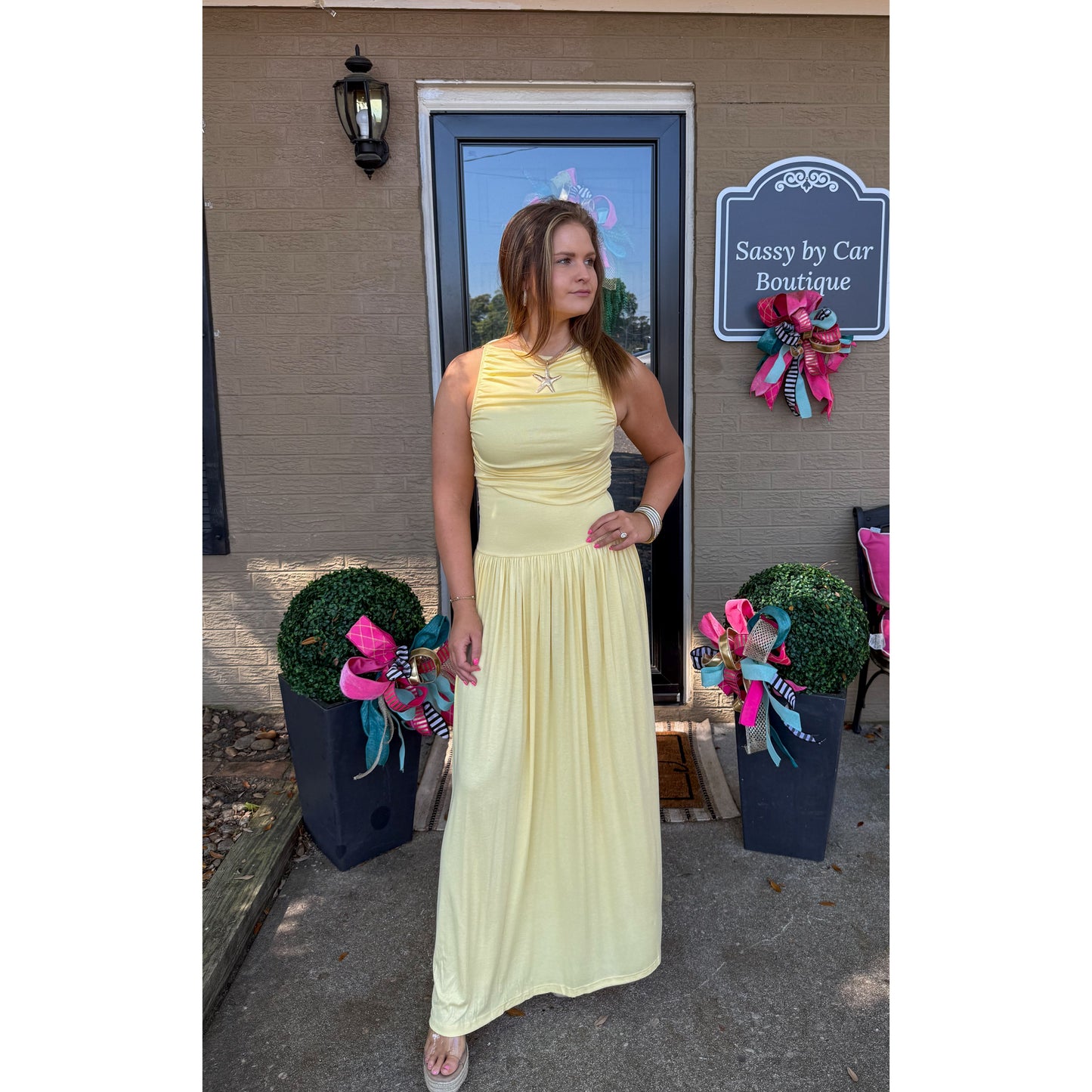 Sunshine Detail Maxi Dress, Butter Yellow