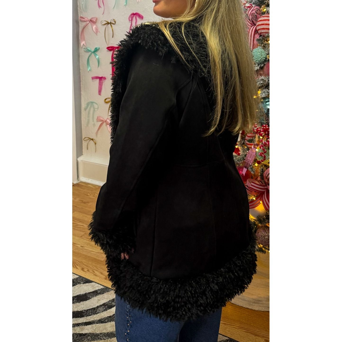 Faux Fur Jacket, Black