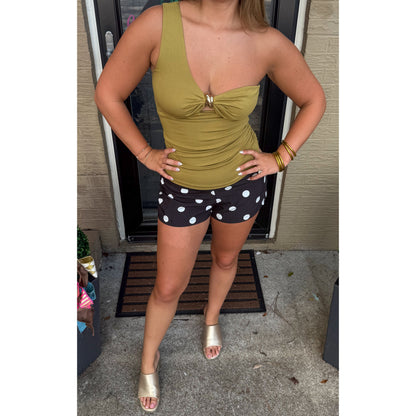 Tatum Polka Dot Shorts, Black/White