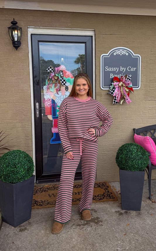 Pink/Green Stripe Lounge Set