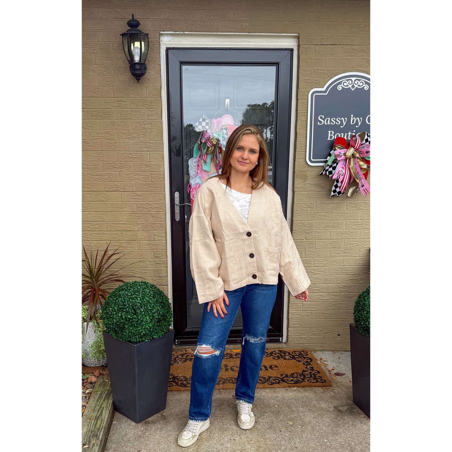 Oversized Cardigan, Cream