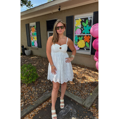 Millie Eyelet Mini Dress, White