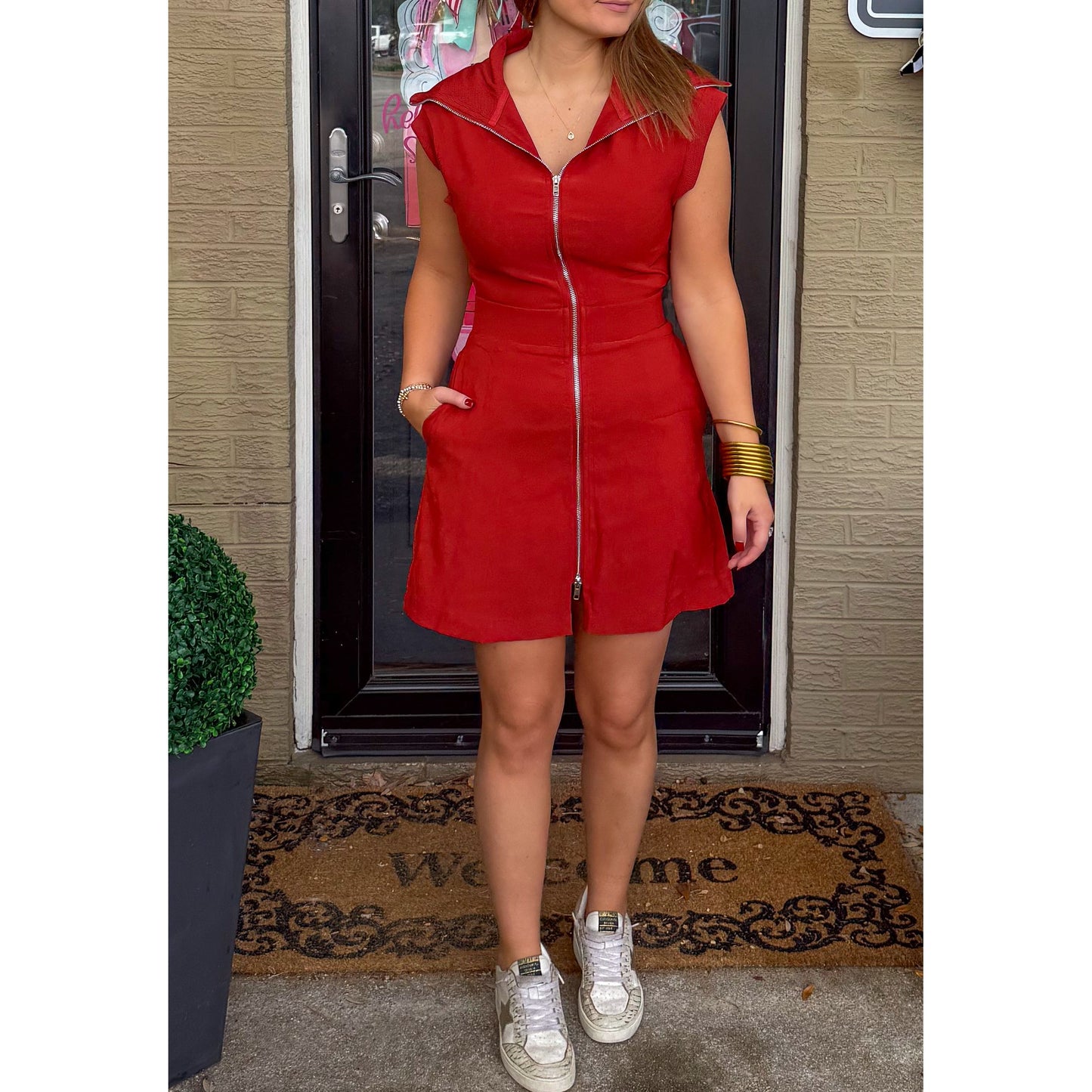 Claire Lounge Mini Dress, Rust