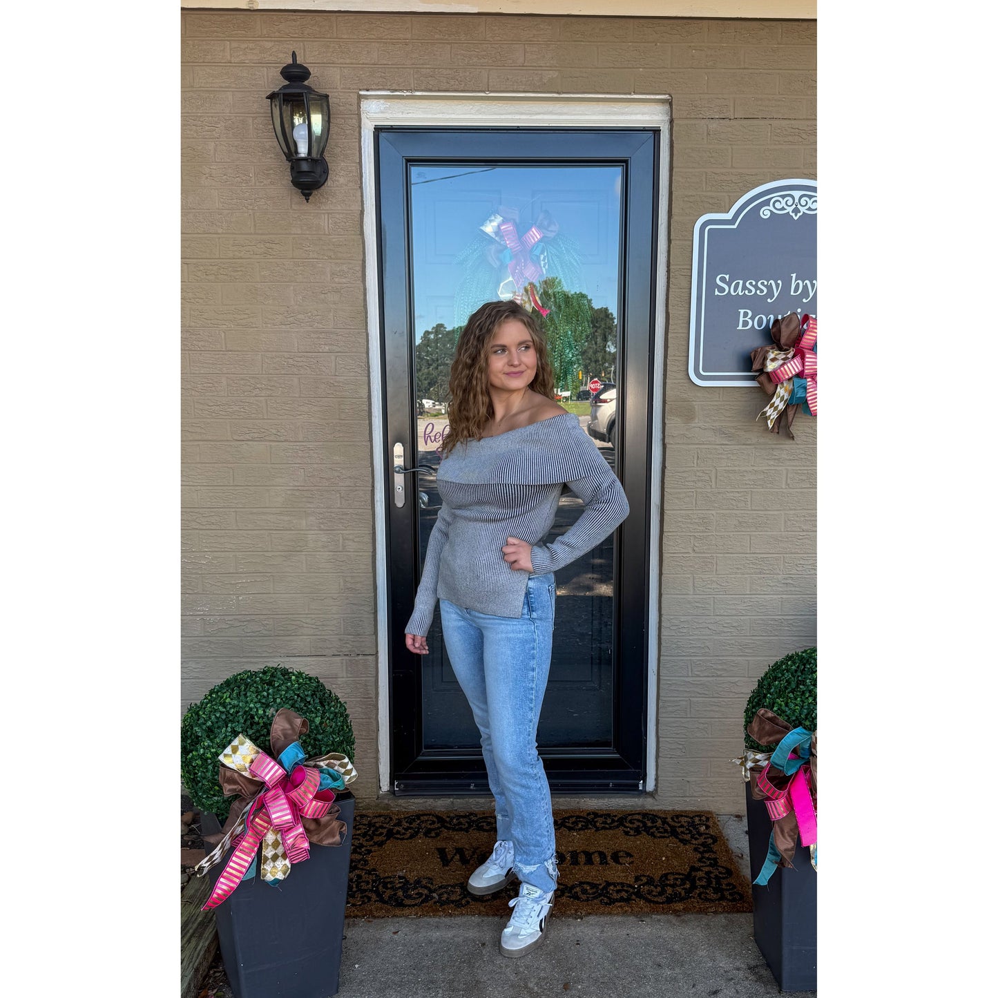 Maddie OTS Sweater, Grey