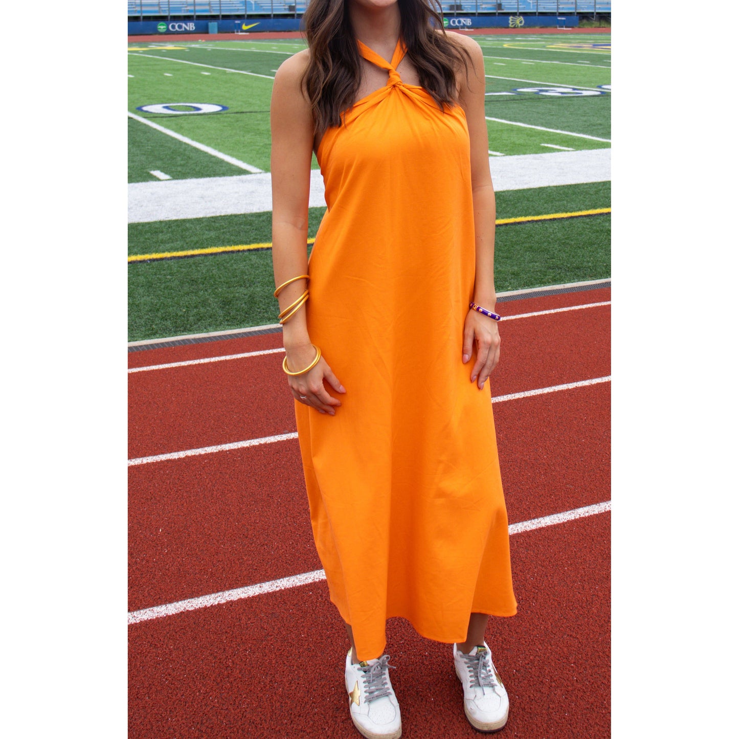 Brynn Halter Midi Dress, Orange