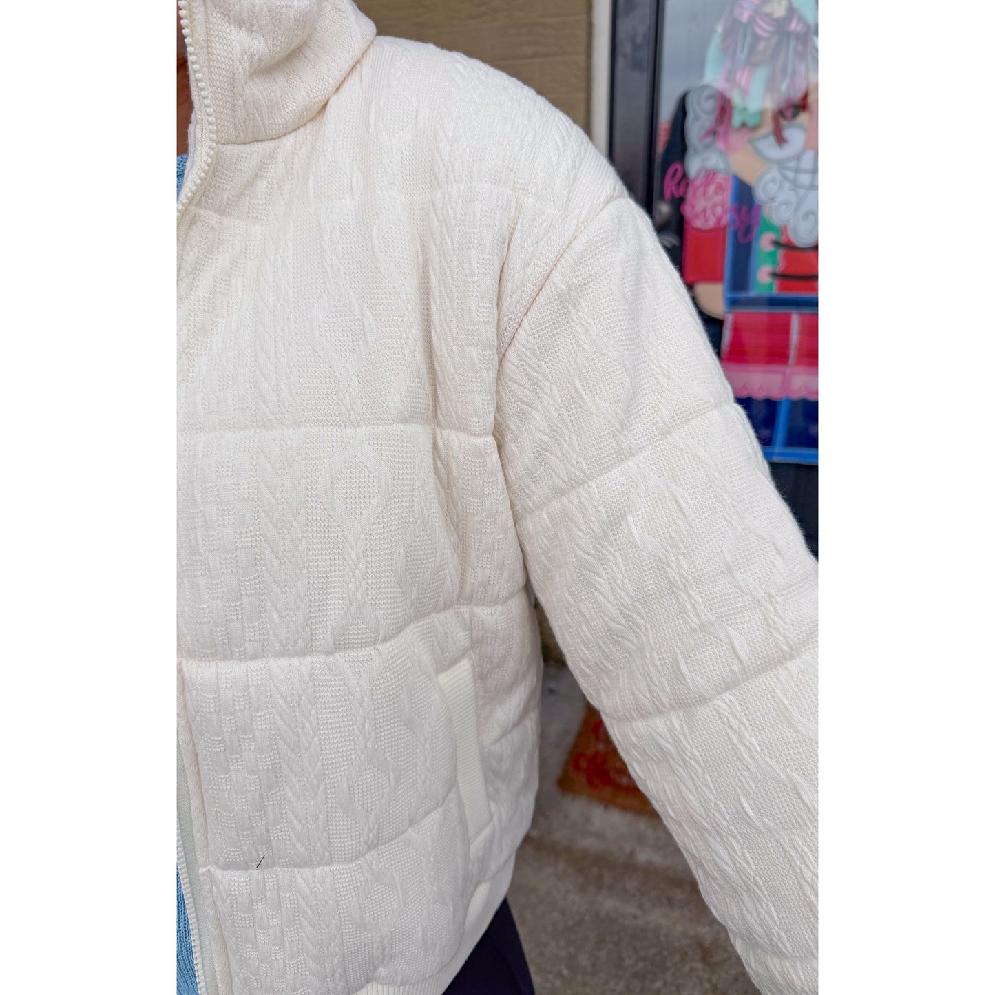 Cream Detail Puffer Jacket