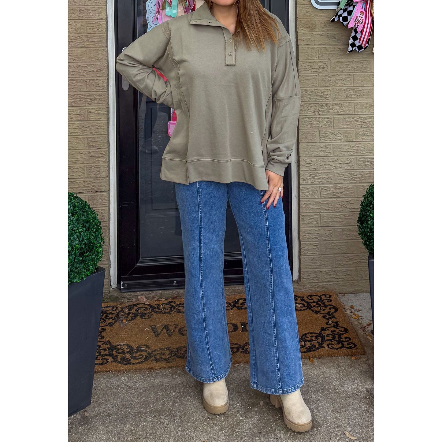 Olive Green Lounge Top