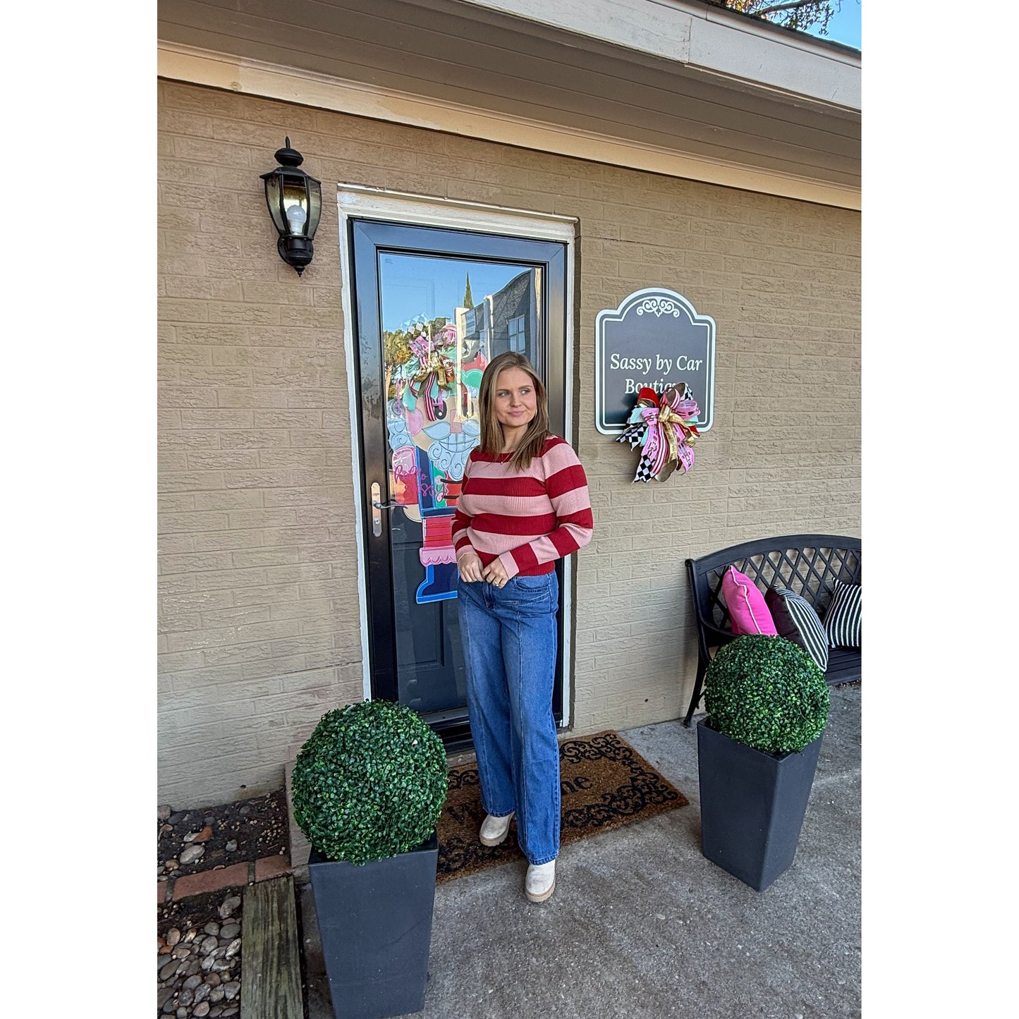 Adalyn Stripe Top, Pink/Red