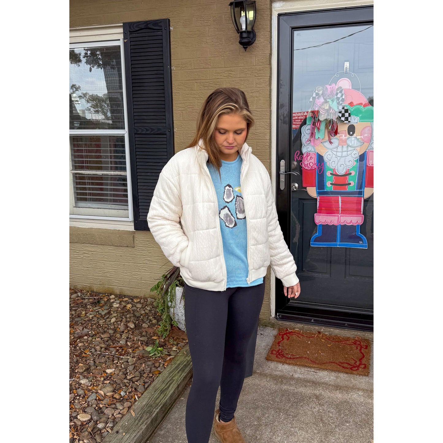 Cream Detail Puffer Jacket