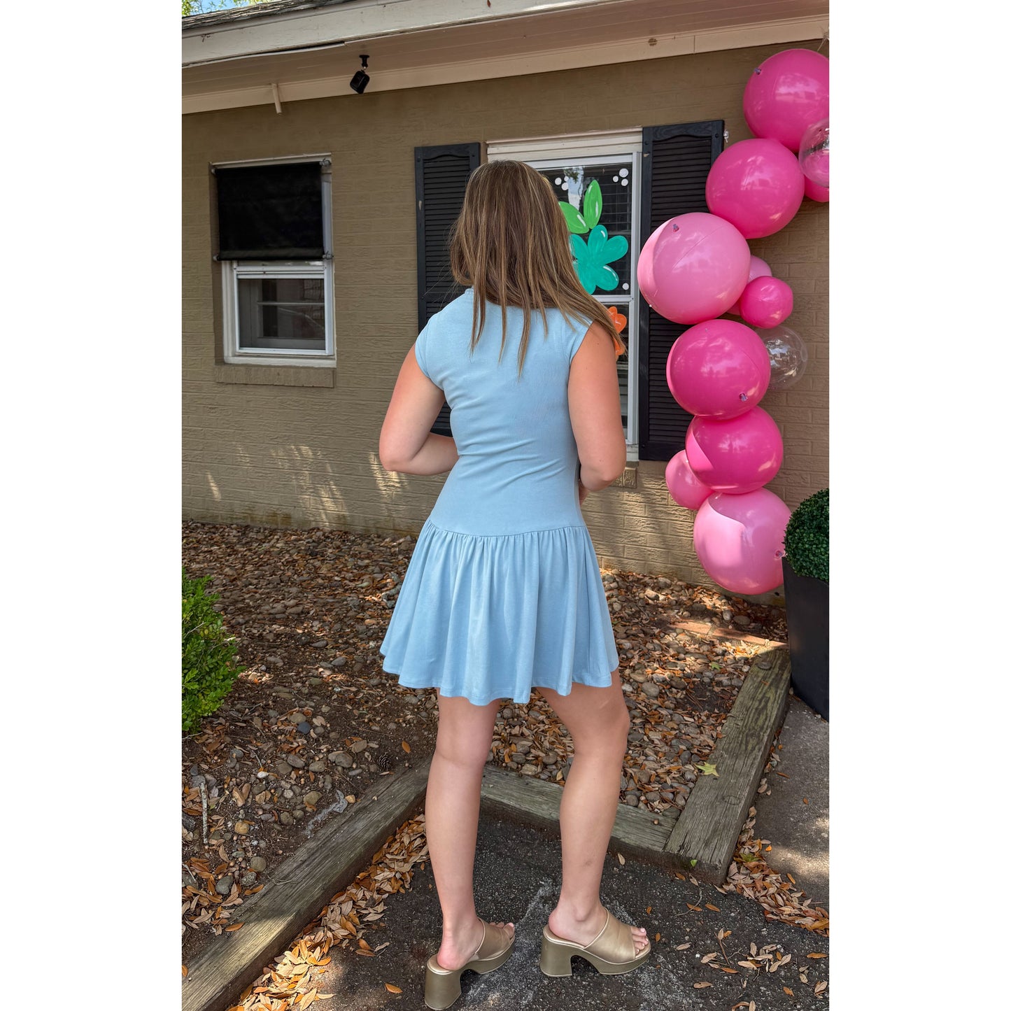 Merritt Mini Dress, Slate Blue