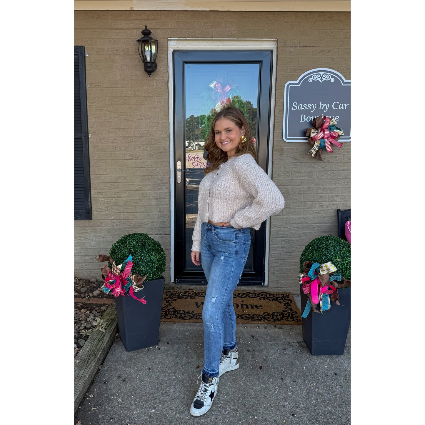 Fuzzy Cardigan, Taupe