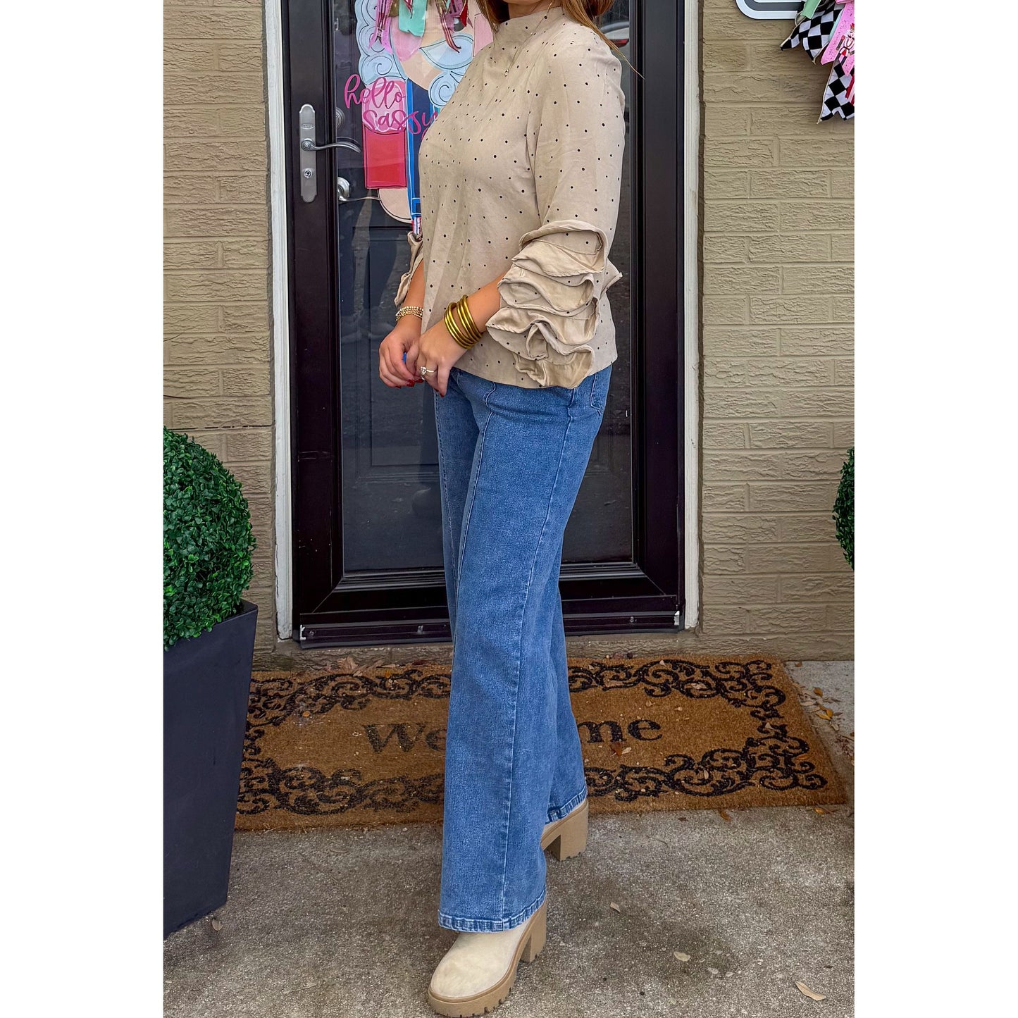 Polka Dot Detail Blouse