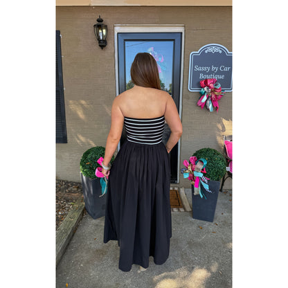 Avery Detail Maxi Dress, Black/Ivory