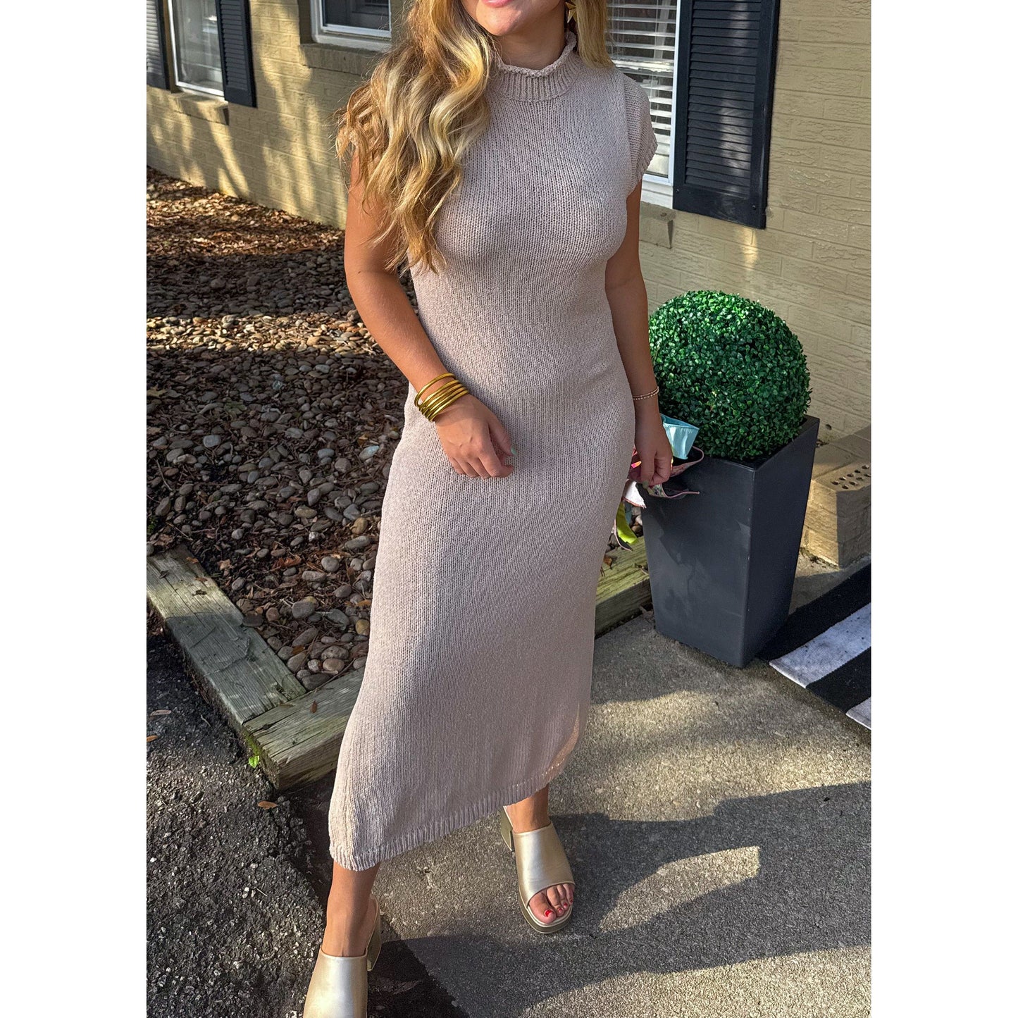 Hallie Sweater Knit Midi Dress, Oatmeal