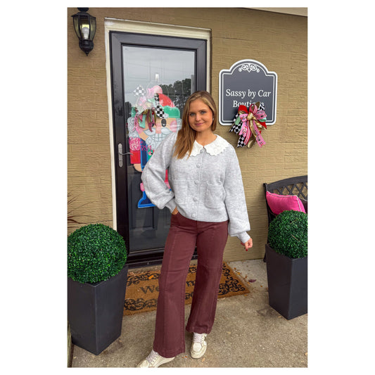 Raelynn Detail Sweater, White/Grey