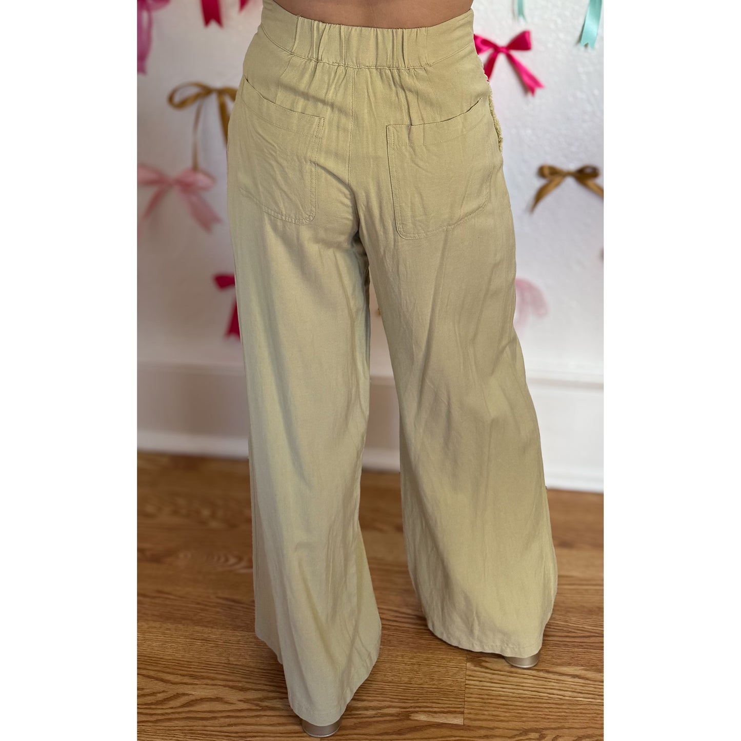 Emerson Wide Leg Pants, Light Olive