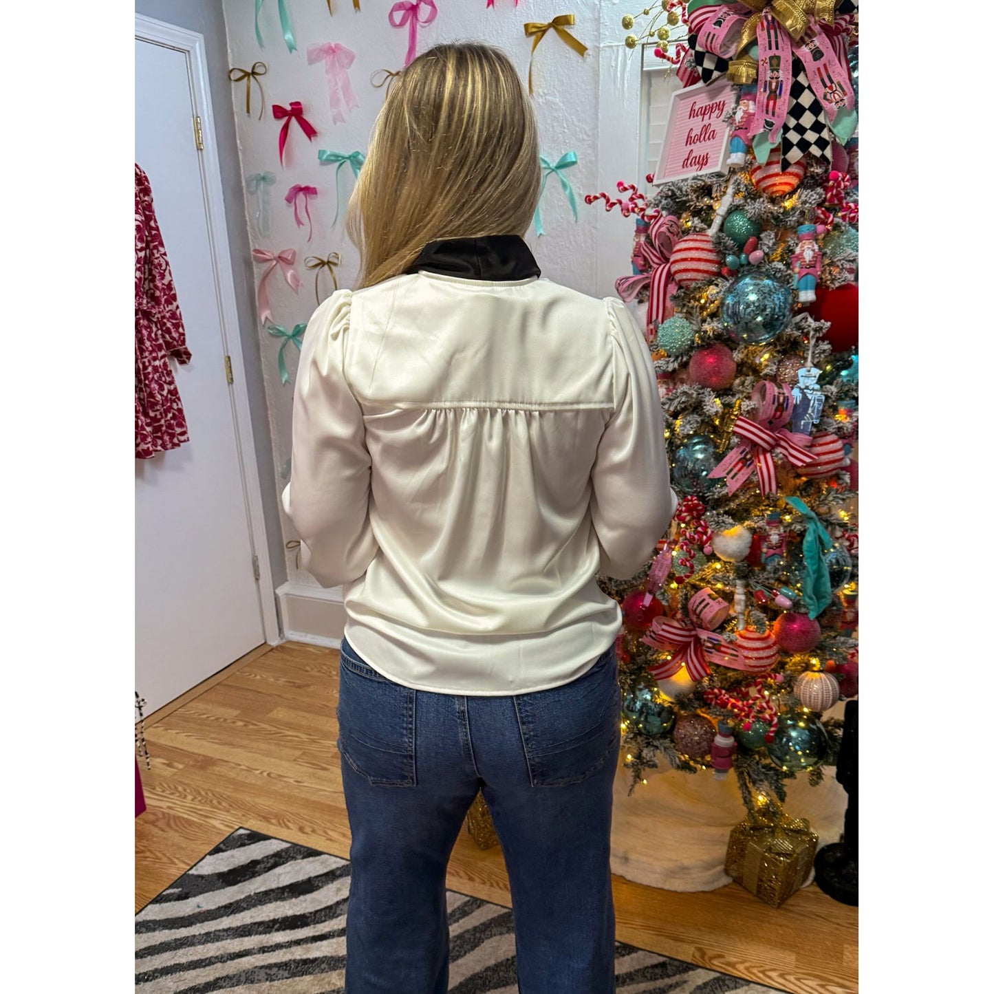 White Blouse w/ Black Bow