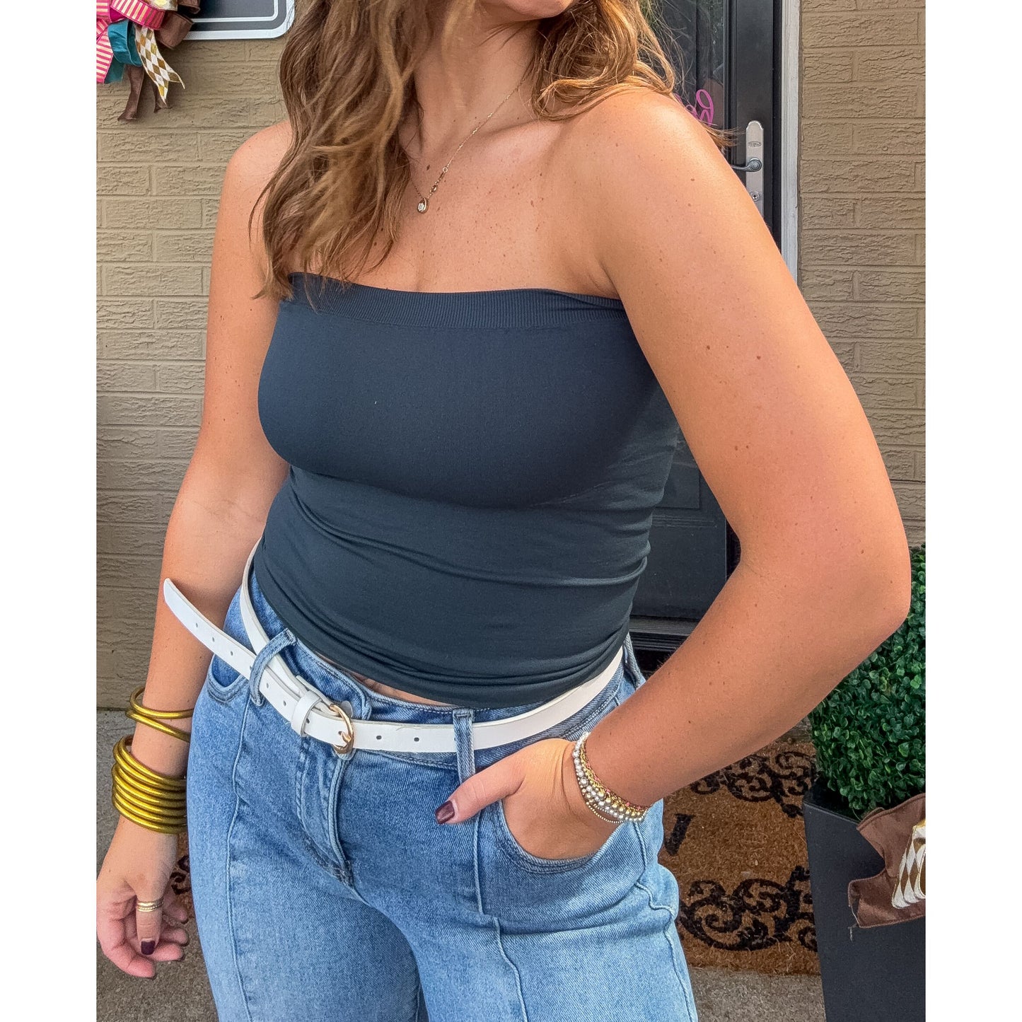 Two Layer Tube Top, Forest Green