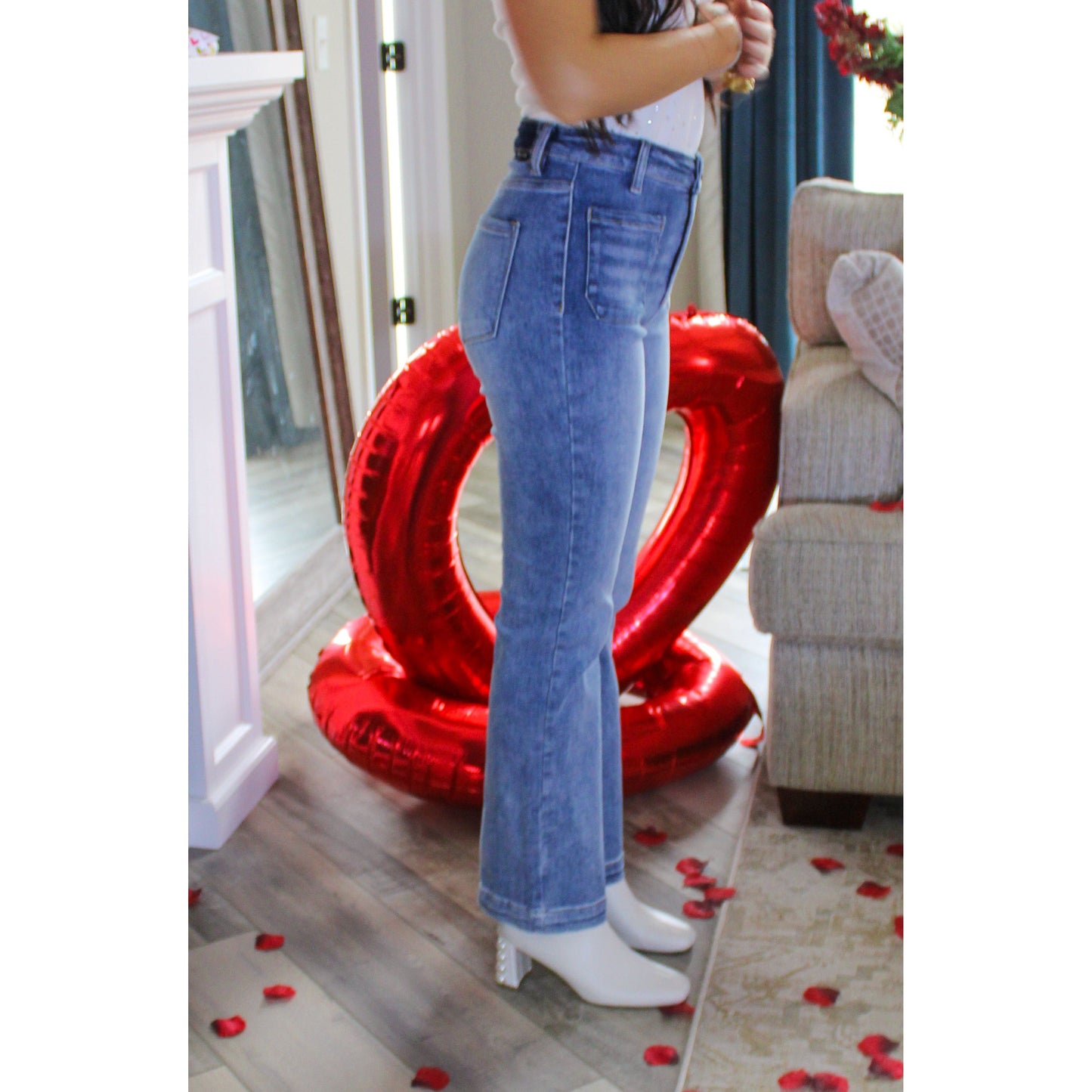 Teddy High Rise Jeans, Medium Wash