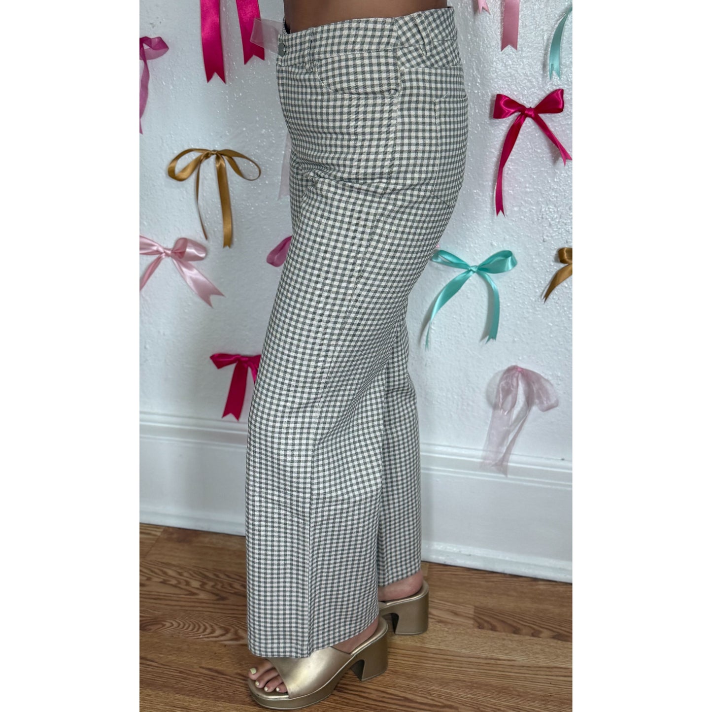 Gingham Straight Leg Denim