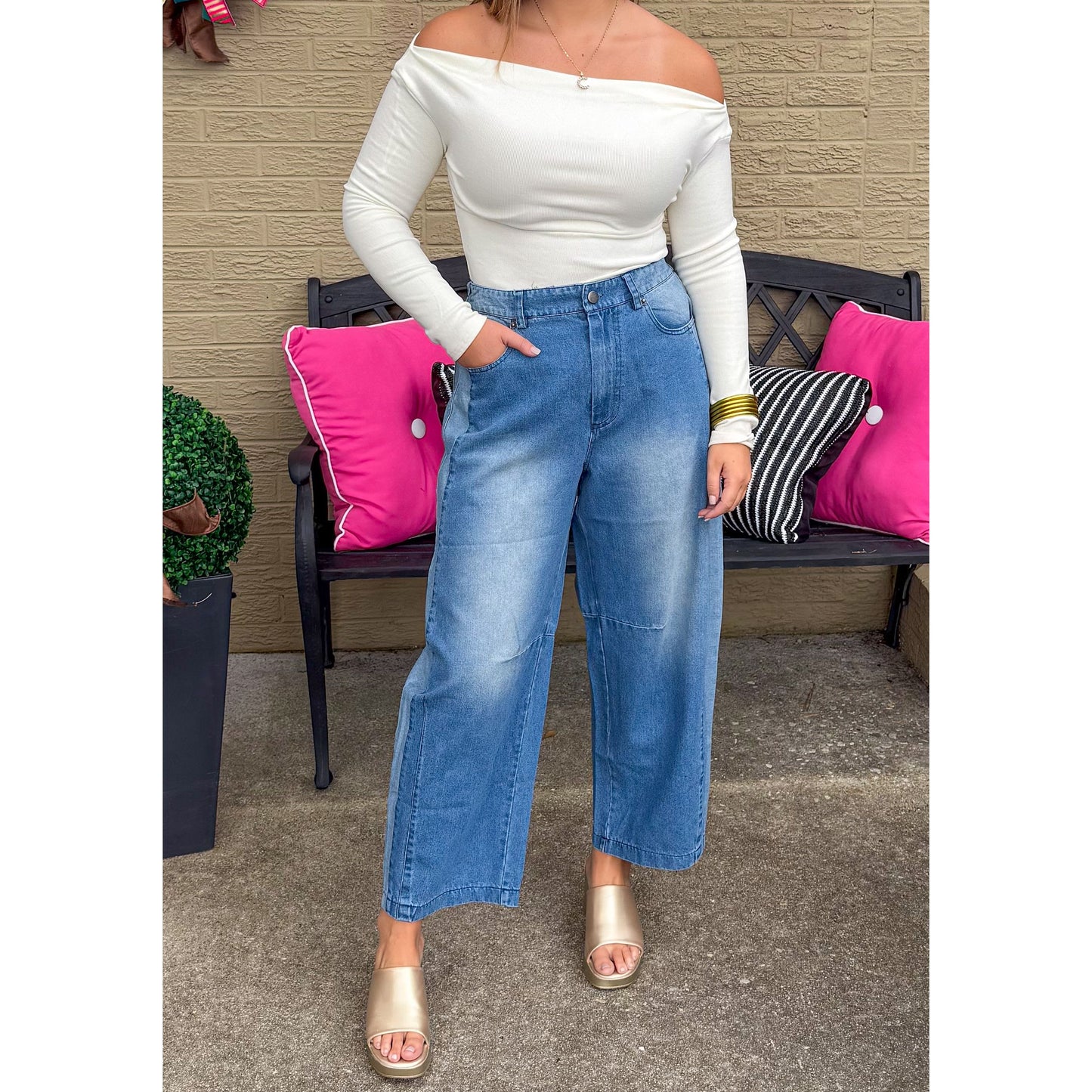 Valerie Barrel Jeans, Two-Tone