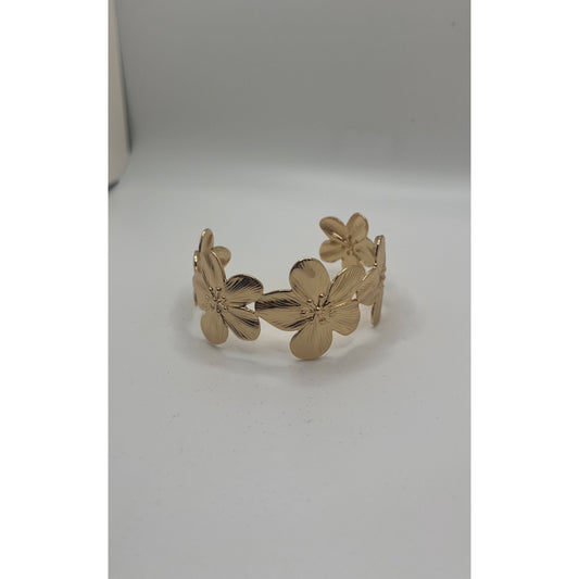 Flower Cuff Bracelet, Gold