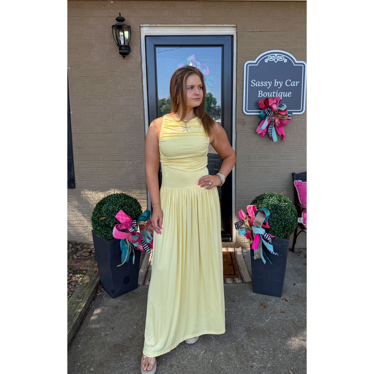 Sunshine Detail Maxi Dress, Butter Yellow