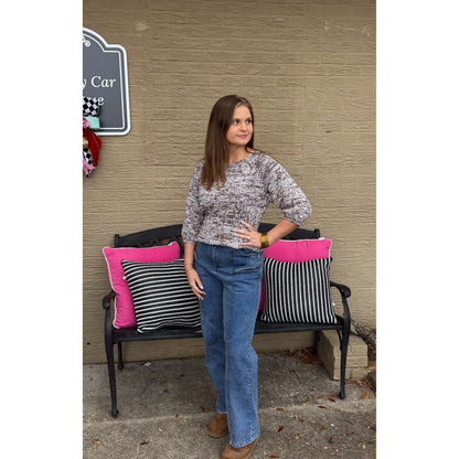 Kinsley Peplum Sweater Top, Dark Oak