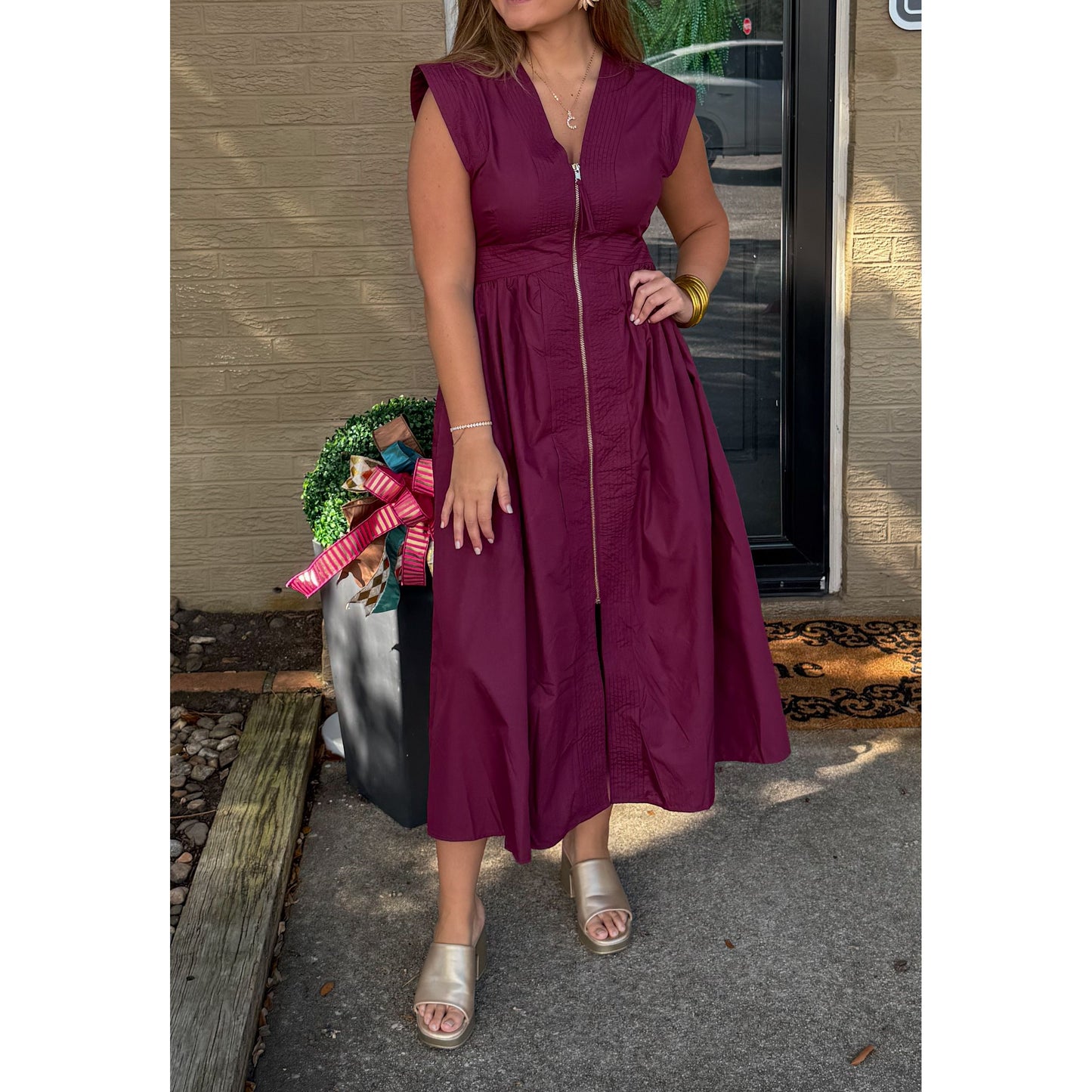 Annie Midi Dress, Burgundy