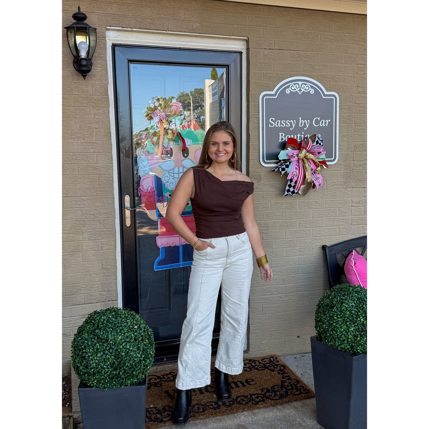 Asymmetrical Top, Chocolate Brown