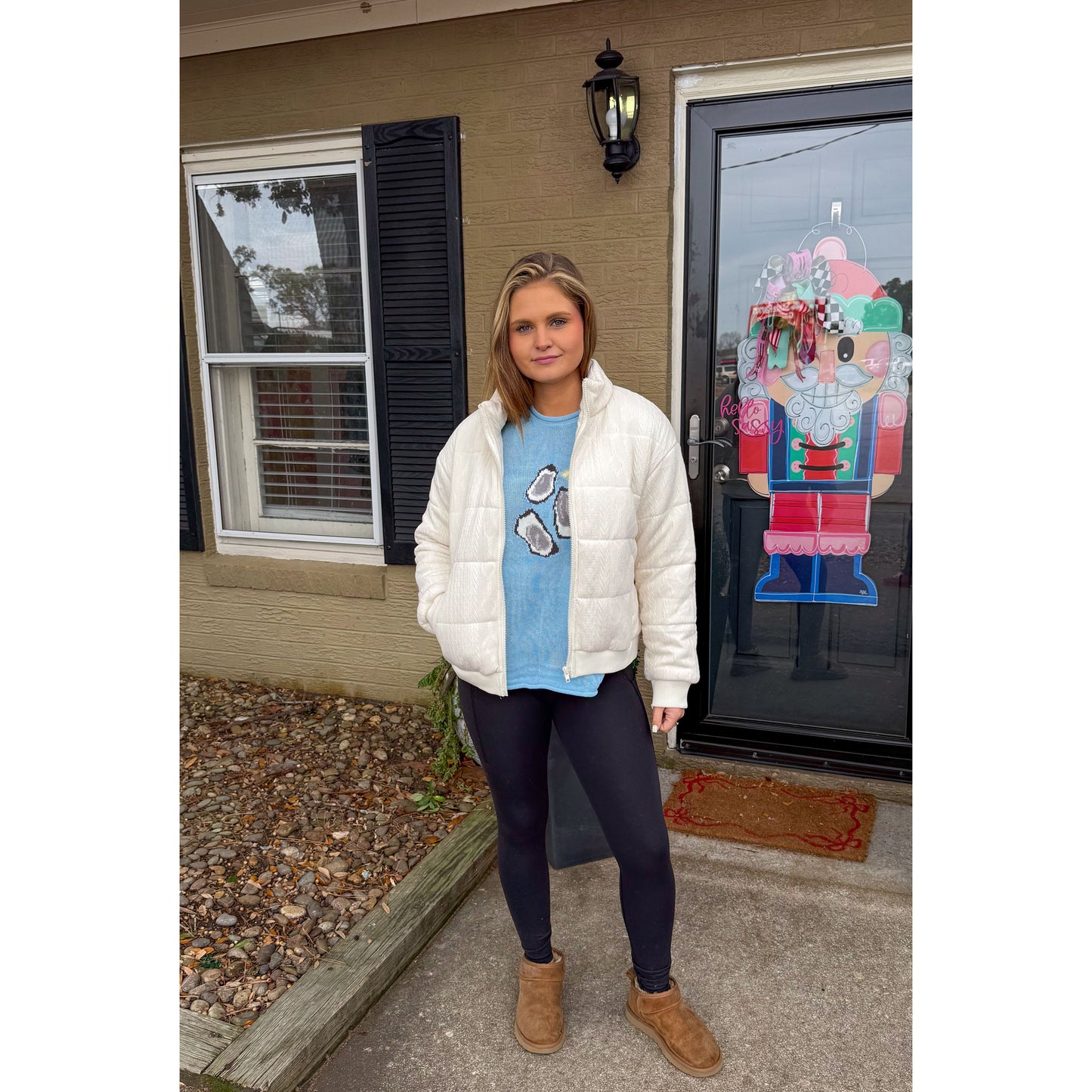 Cream Detail Puffer Jacket