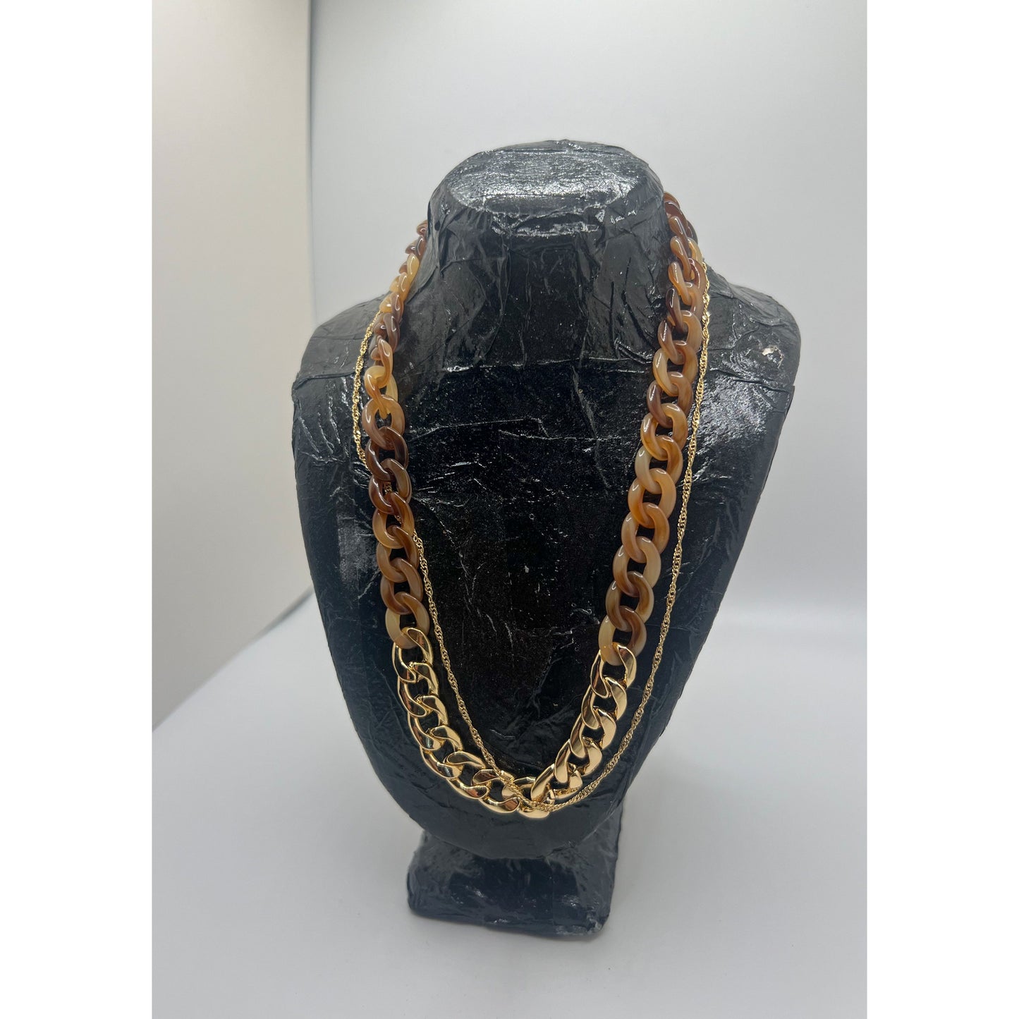 Two Layered Necklace, Gold/Tortoise