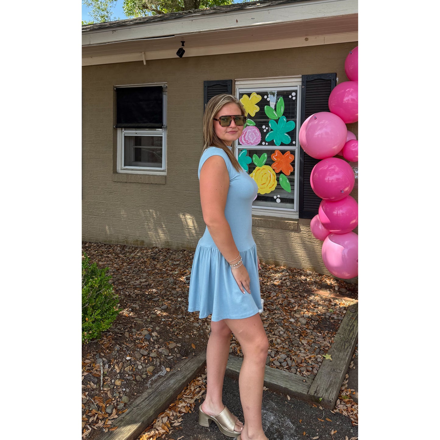 Merritt Mini Dress, Slate Blue