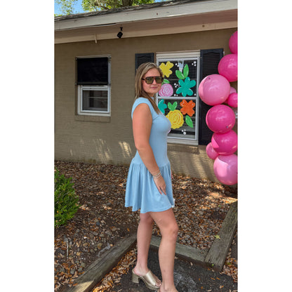 Merritt Mini Dress, Slate Blue