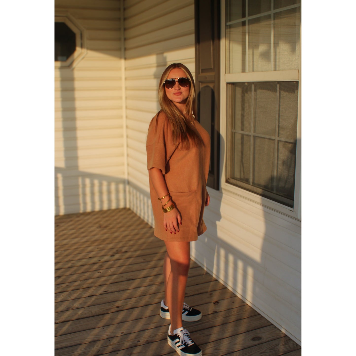 Teddy Oversized Romper, Camel