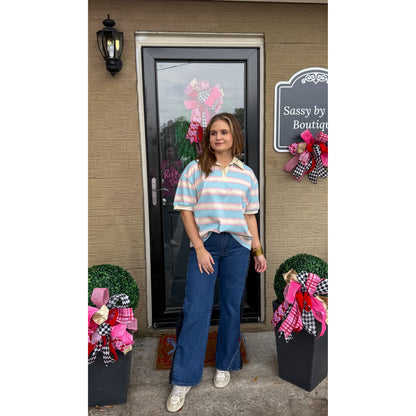 Oversized Stripe Polo Top