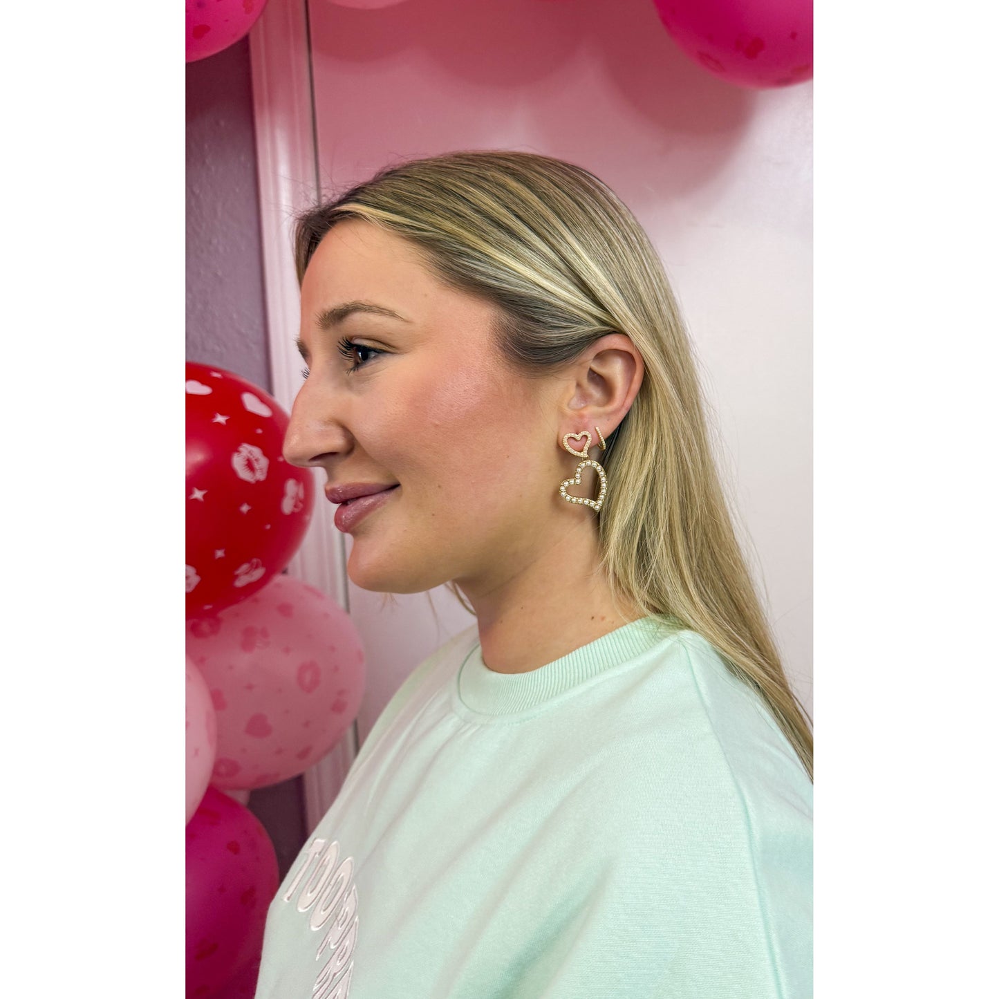 Pearl/Gold Heart Earrings