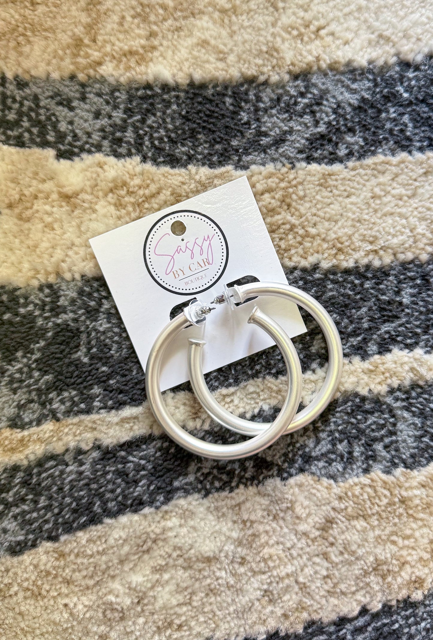 Matte Silver Hoops