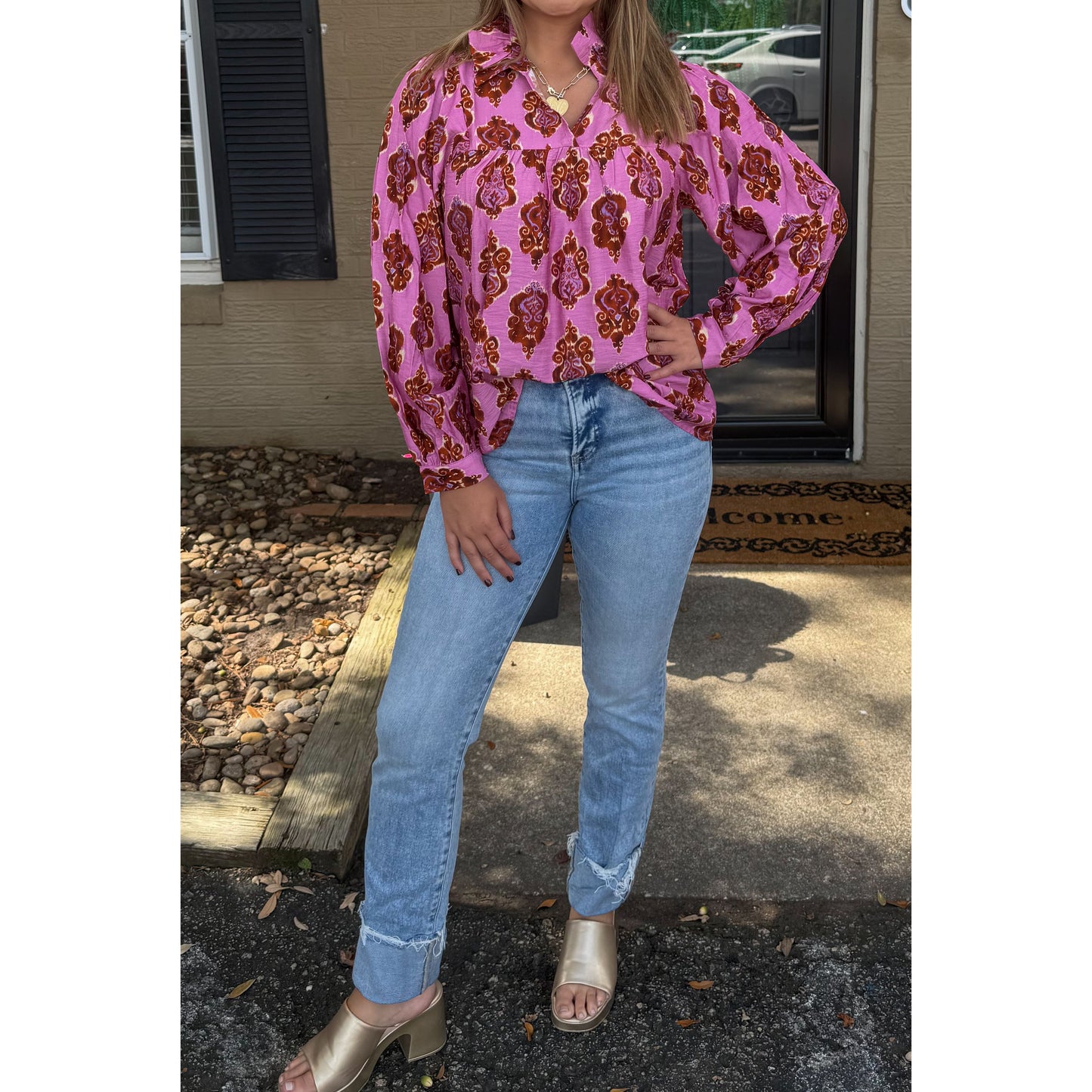 Gia Pattern Blouse, Pink Multi