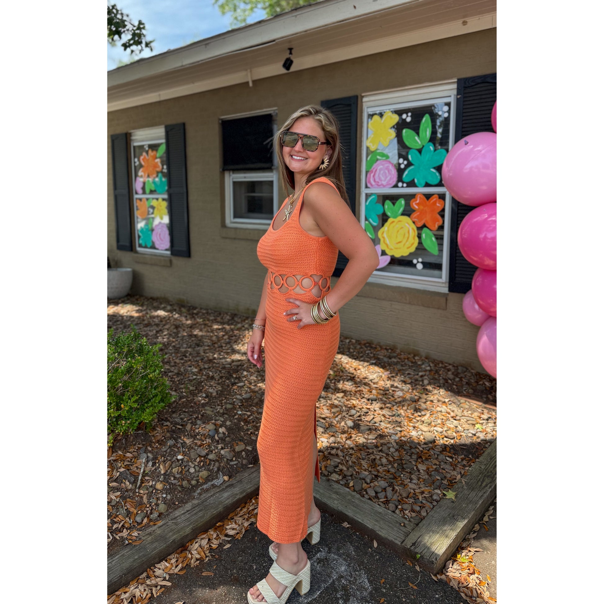 orange crochet midi dress Cleobella Shelby Crochet Midi Dress XL Coral Orange Sheer Boho No Lining
