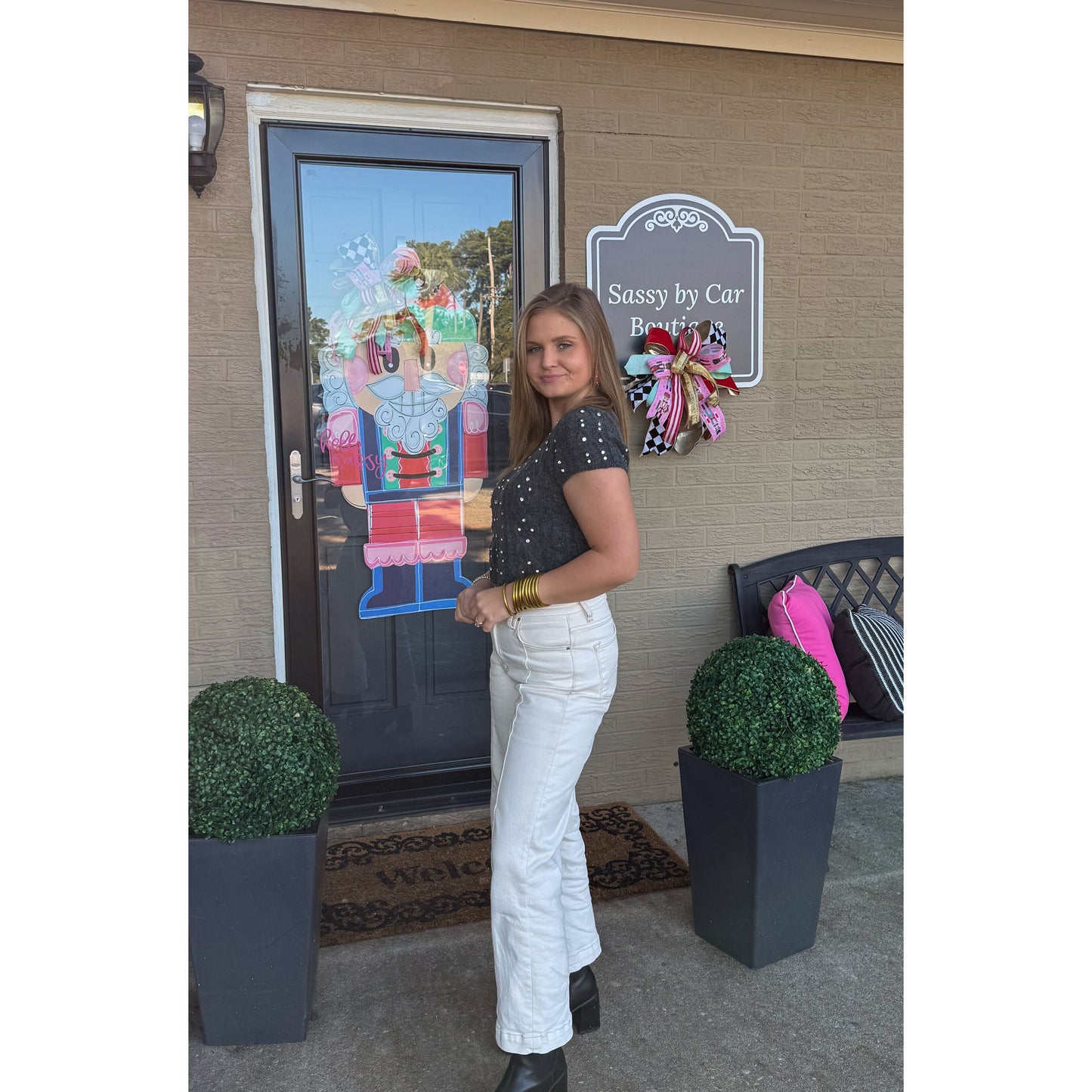 Brittany Detail Top, Charcoal