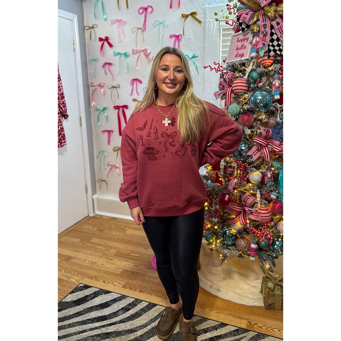 Holiday Embroidery Sweatshirt