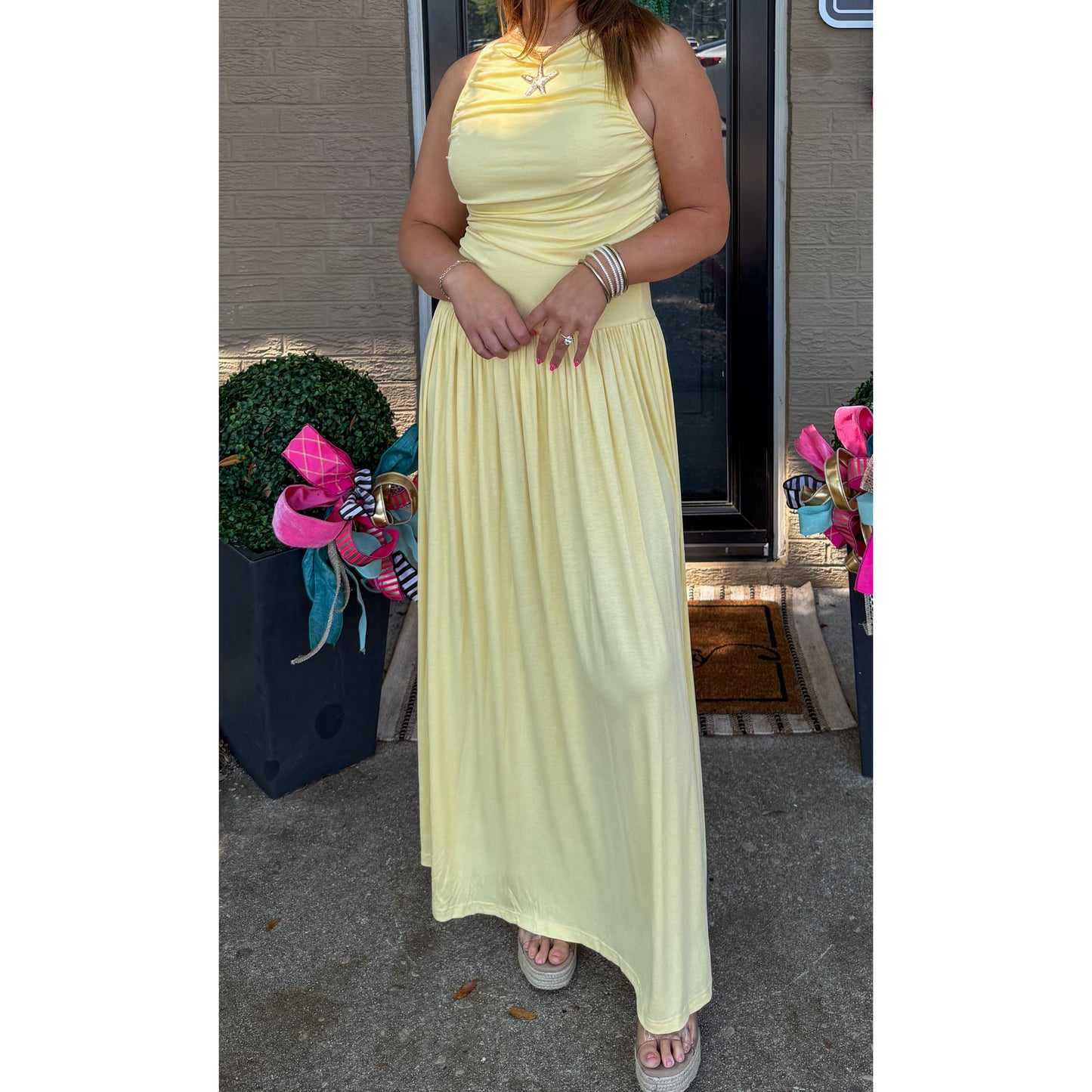 Sunshine Detail Maxi Dress, Butter Yellow