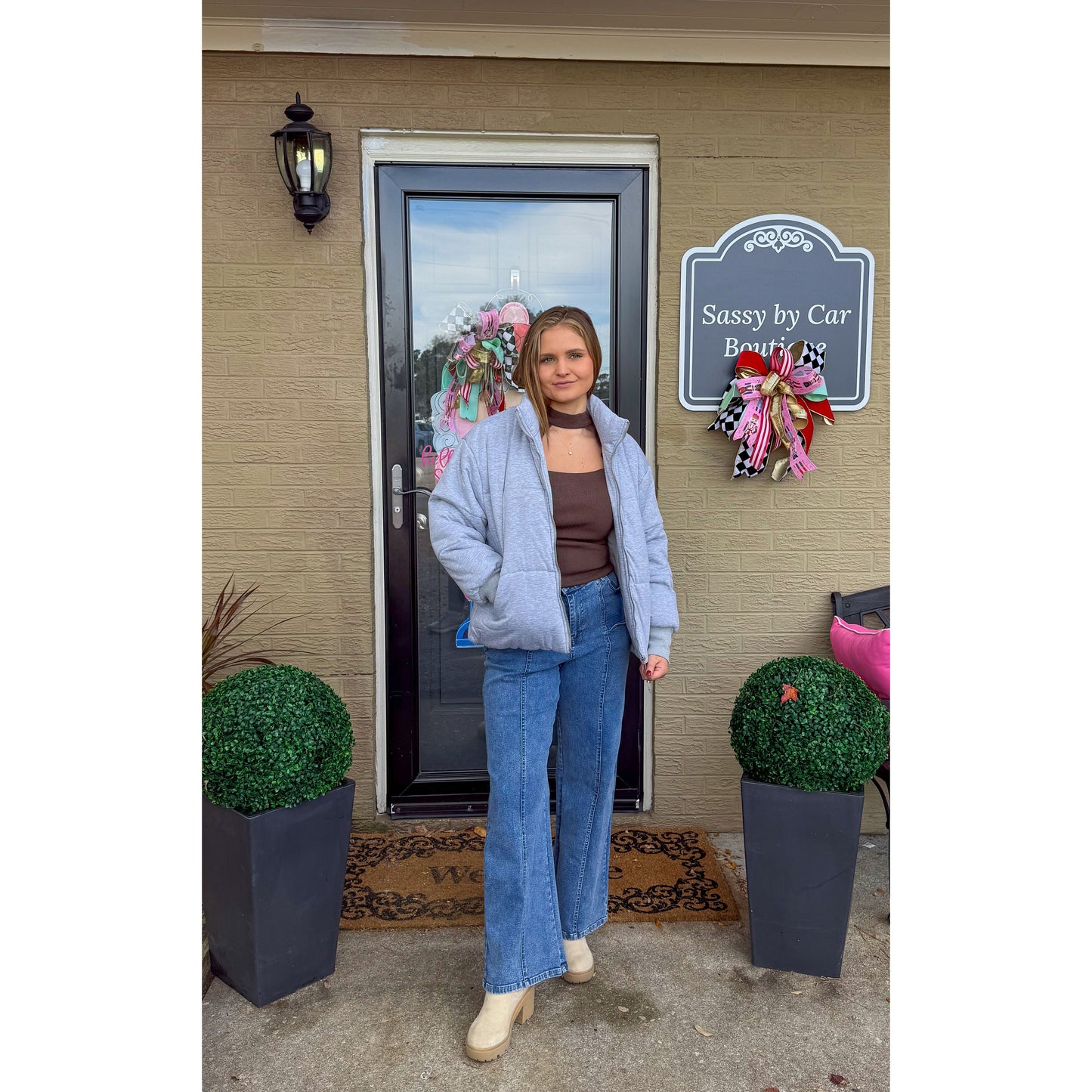 Heather Gray Puffer Jacket