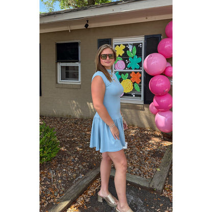Merritt Mini Dress, Slate Blue